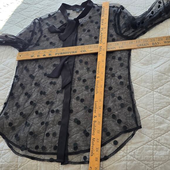 J Crew Sheer Shirt Women's XS Black Embroidered Dot Whimsigoth Dark Romantic - Picture 6 of 8